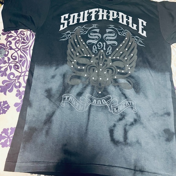 South Pole Black Tee with White Graphics - Picture 1 of 4